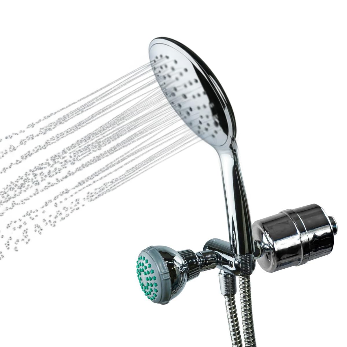 Crystal Quest Luxury Shower Power Handheld & Shower Head Combo Filtration System Chrome - BPA Free | 1.25-2.5 GPM | Reversible Cartridge | Great for Dechlorination
