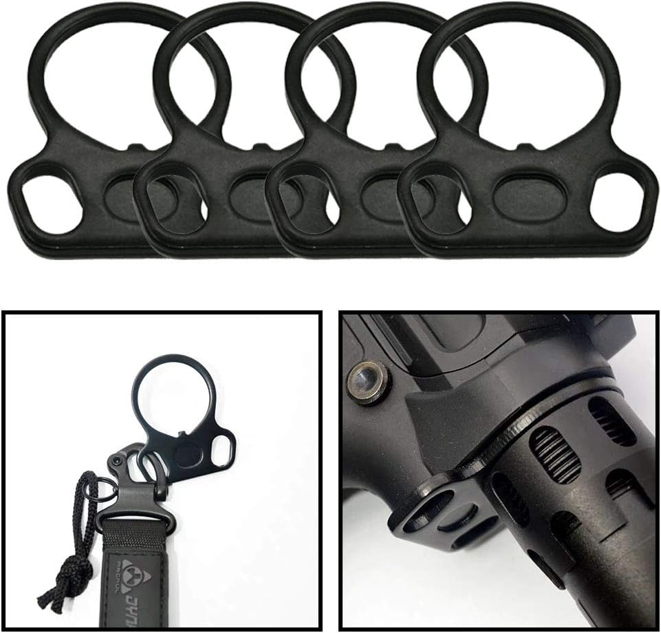 4 Pcs Two Point Slings Adapters Standard Model Steel Connection Outdoor sports Accessories Hand Tools 15 Black