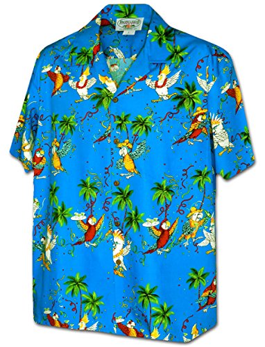 Party Parrot Hawaiian Shirt for Men's-3952-BLUE-L