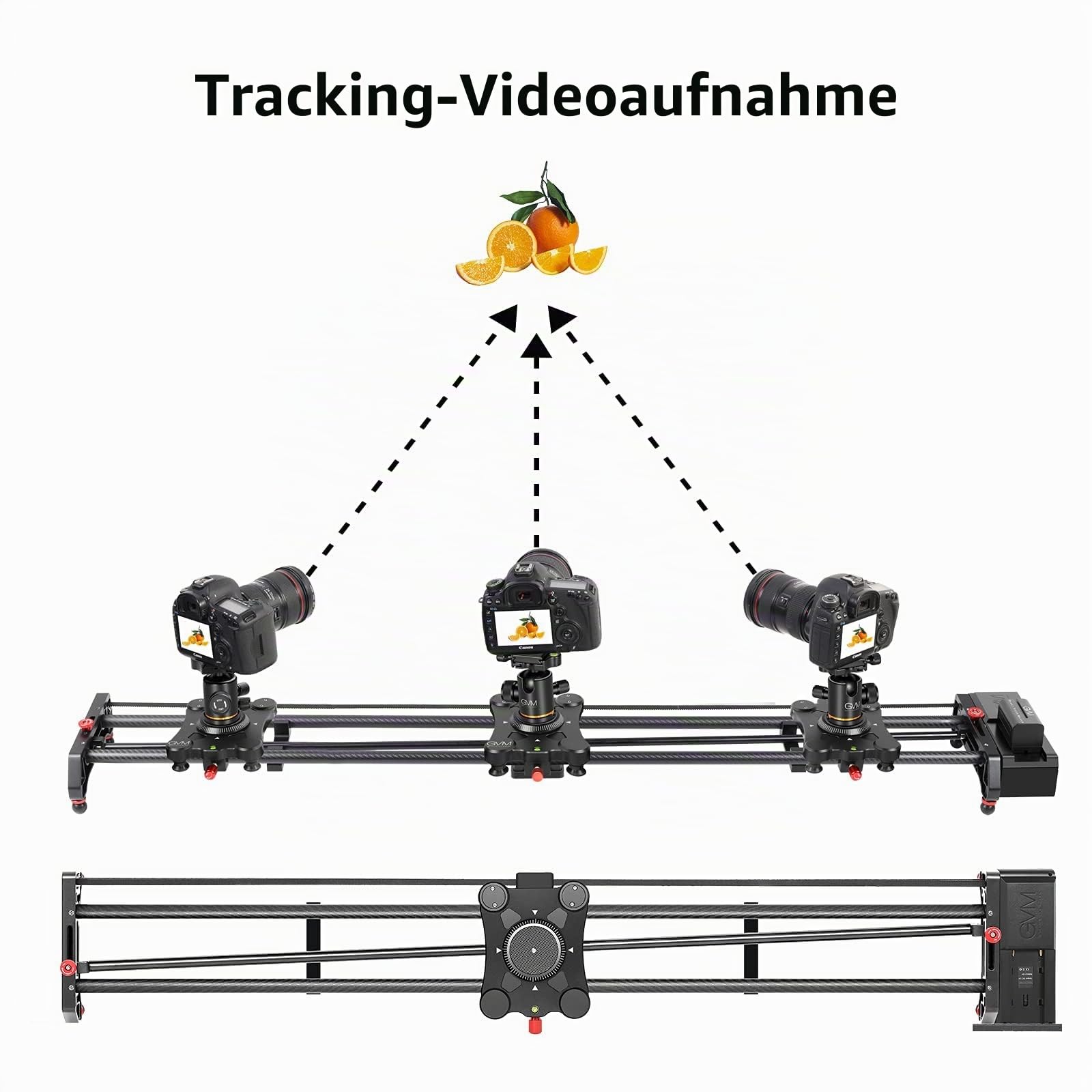 GVM Kamera Slider Motorisierter, 120cm Kamera Slider Dolly Rail mit APP Steuerung, motorisiertem Zeitraffer und Videoaufnahme Follow Focus Shot und 120-Grad-Panoramaaufnahmen, Video Schiebeschiene
