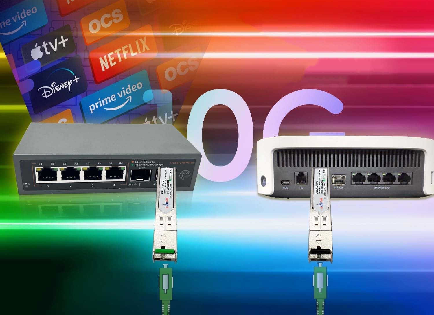 Elfcam® - 2 Piezas 10G SFP+ Bidi Modulo, Conector Fibra Optica LC/UPC Monomodo Simplex, TX1270nm / RX1330nm y TX1330nm / RX1270nm, DDM 20KM