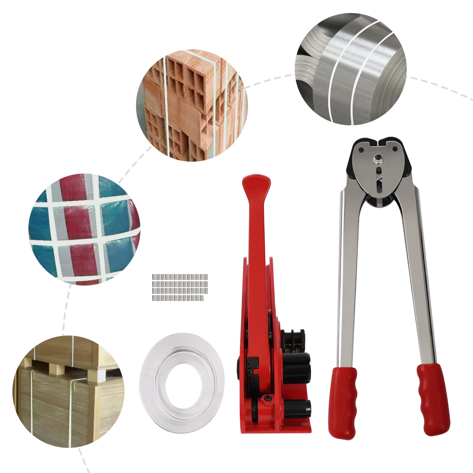 Zestaw do ręcznego spinania 1000 N, urządzenie do spinania taśmy PP 12-16 mm, napinacz i zamykacz z odlewu aluminiowego i stali do pakowania, wysyłka