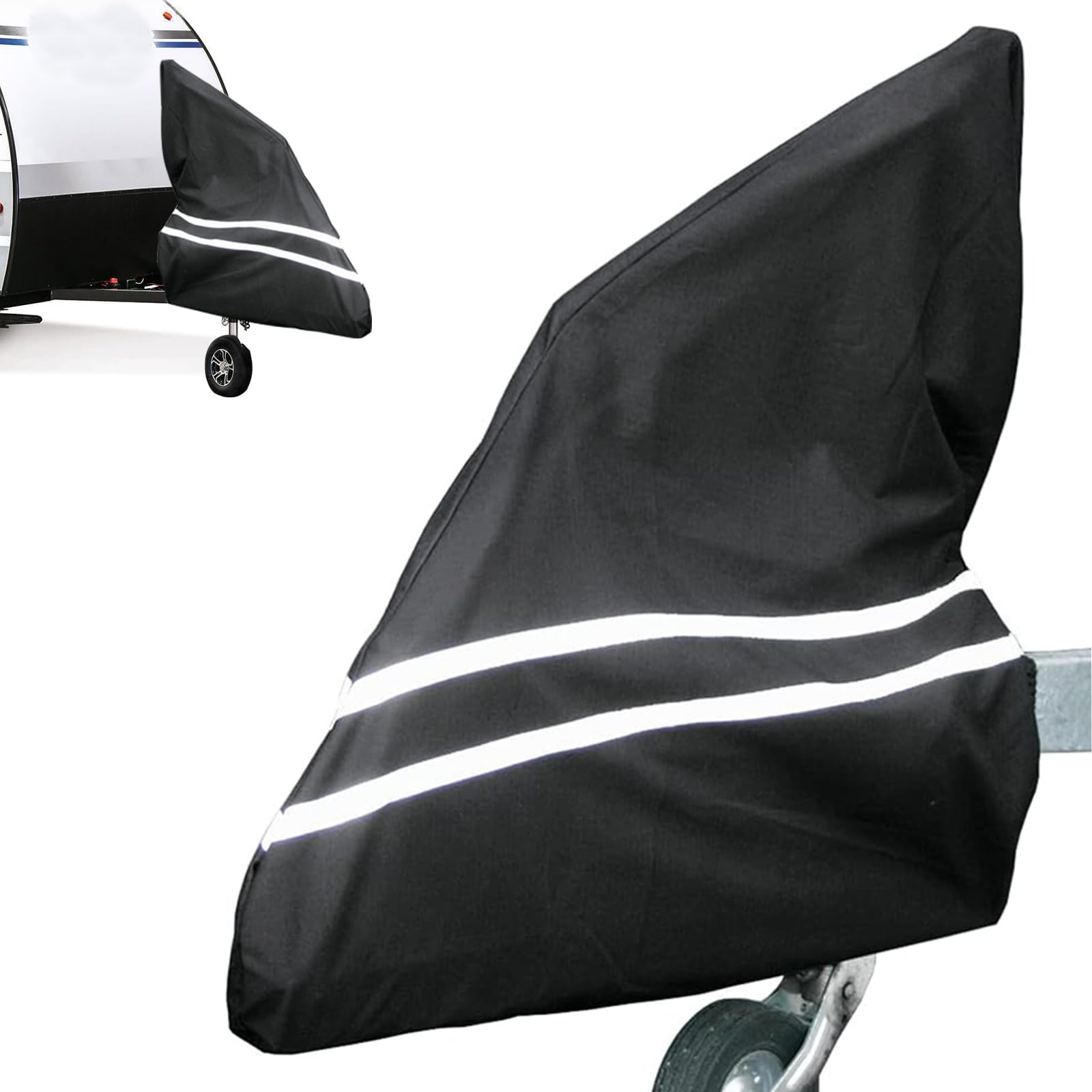 Pferdeanhänger Deichselabdeckung, 600D Universale Deichselhaube mit Reflexstreifen, 130x115cm Abriebfest, Kratzfest Wasserdicht & UV-beständig, Deichselabdeckung für Wohnwagen Pferdeanhänger