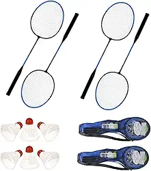 Kit Badminton 10 Peças 4 Raquetes 4 Petecas 2 Bolsas Esporte