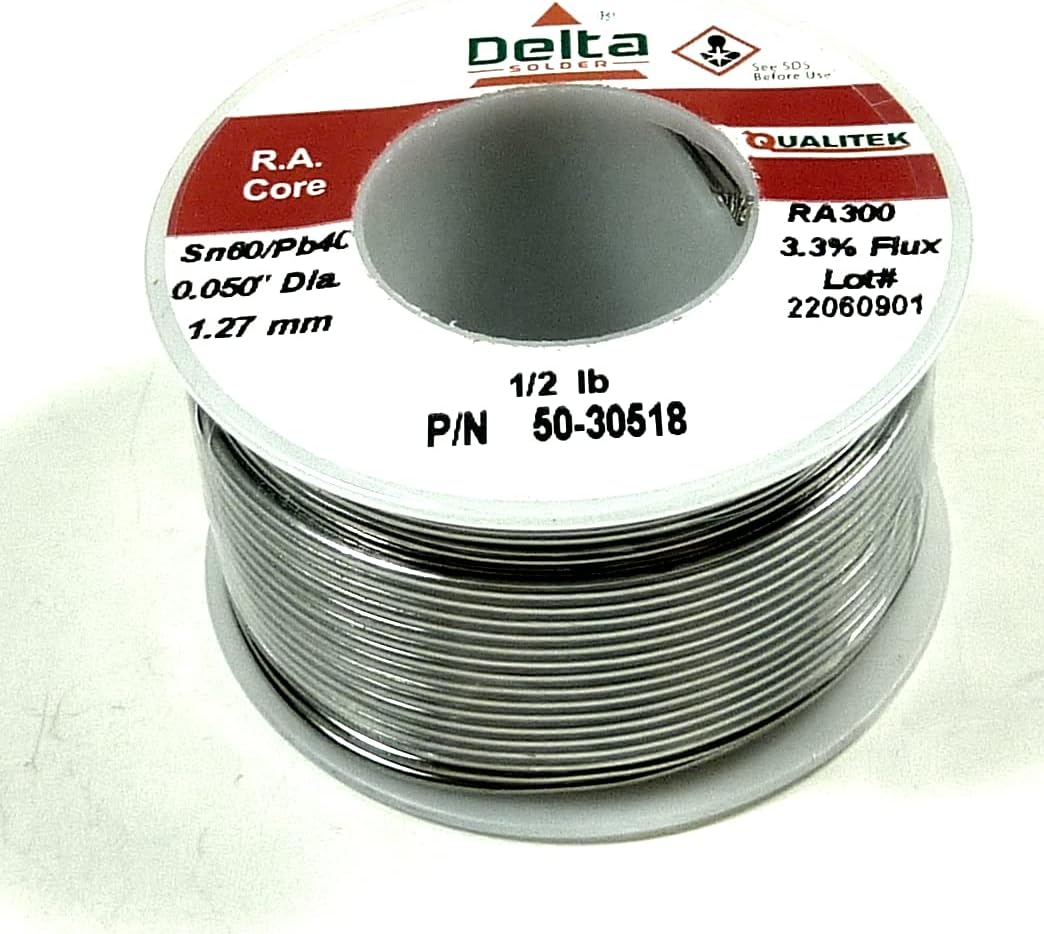 Qualitek Rosin Core Wire Solder, 60/40 (.050") 1/2LB. : 50-30518