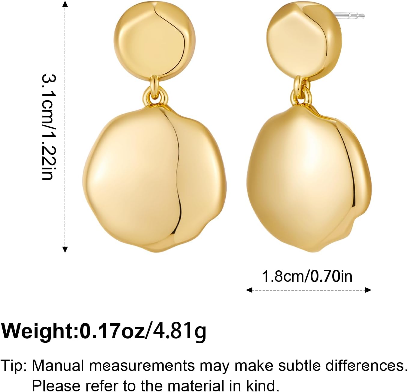 Drop Earrings Small Dangle Earrings for Women Gold Plated Hammered Disc Earrings Dainty Trendy Jewelry - Image 7