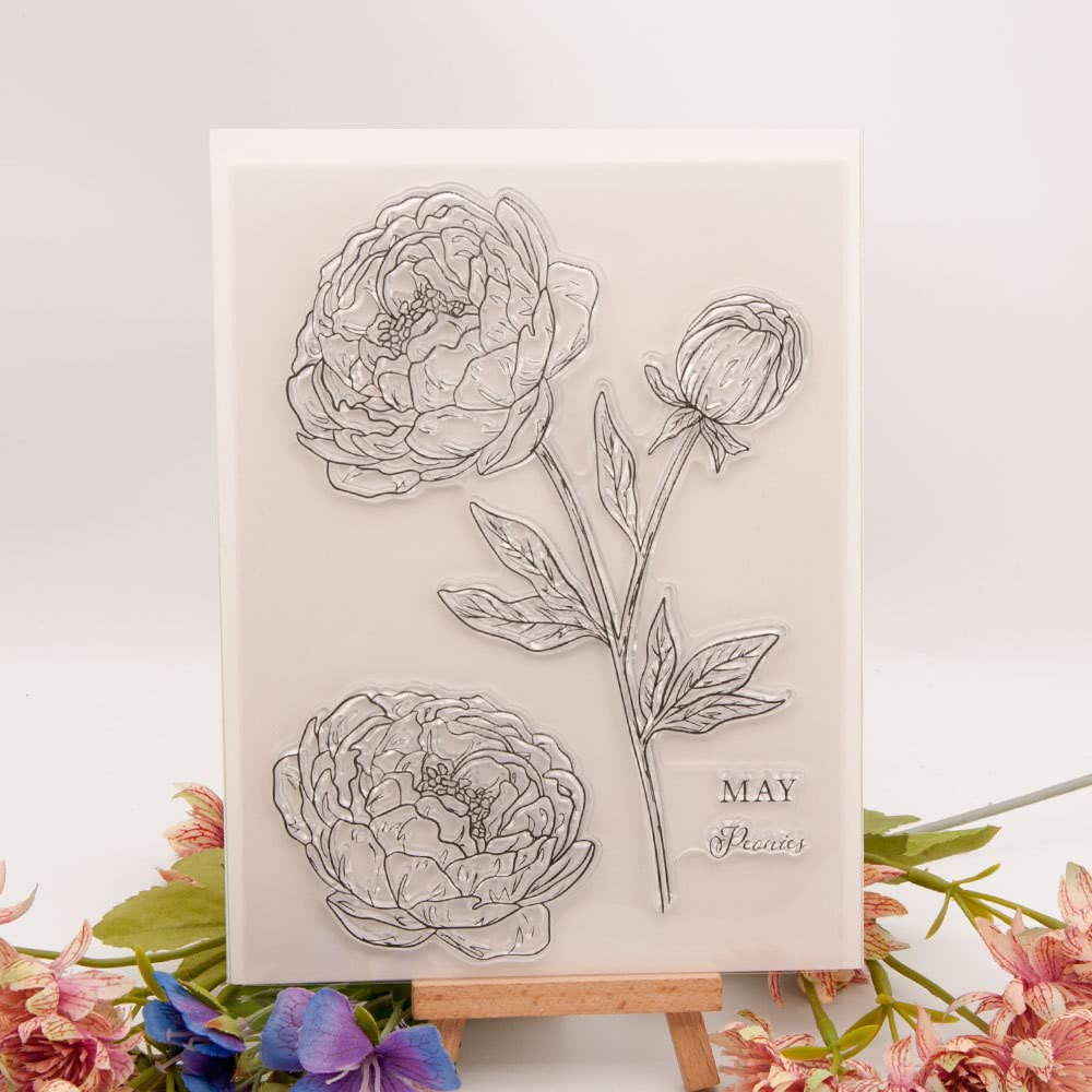 Szczęśliwy kwiat przezroczysty stempel silikonowy tłoczony stempel do tworzenia kart, scrapbookingu, albumów fotograficznych, DIY, rękodzieło, 12 miesięcy
