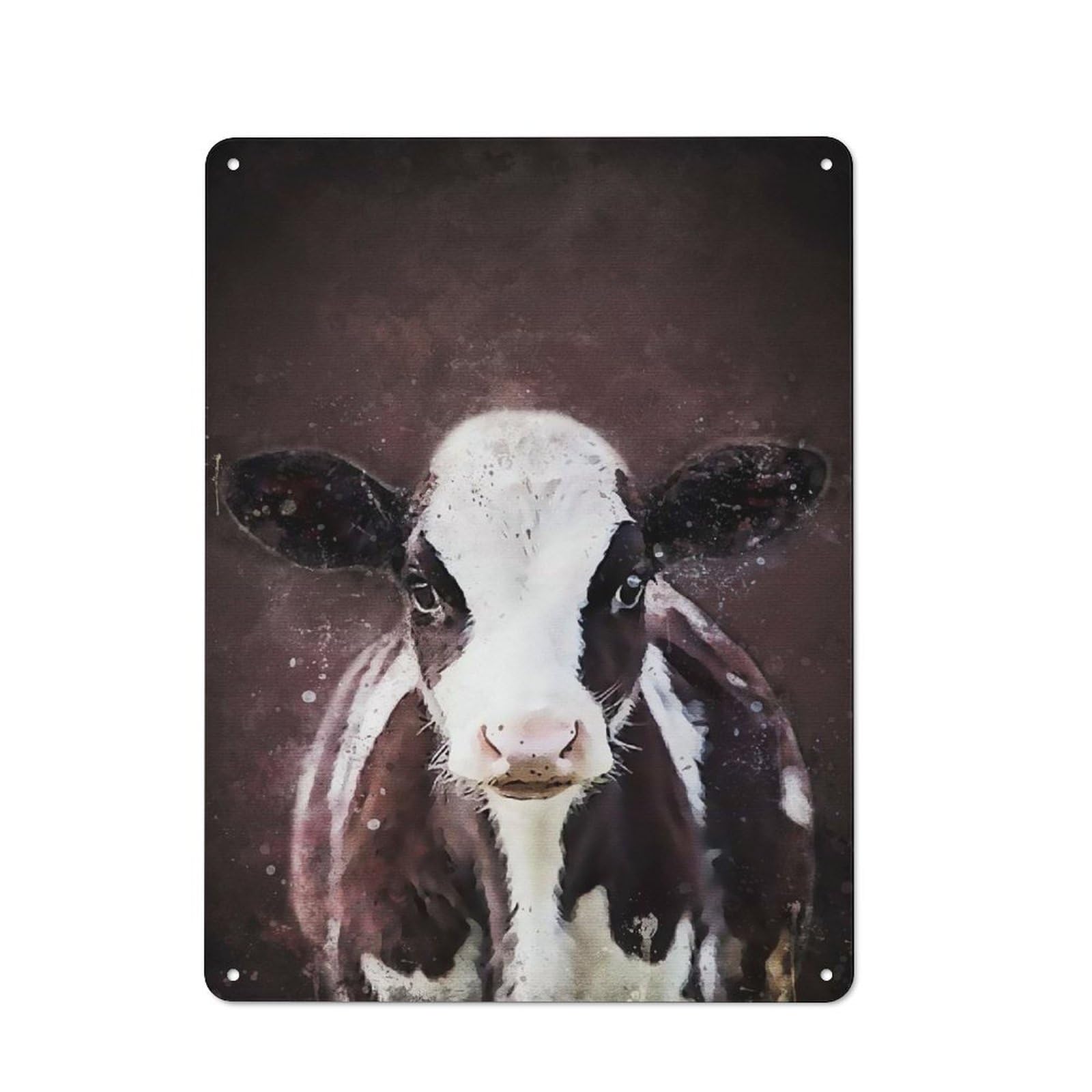 Cow Splatter Printed Metal Sign, Easy to Hang Plaque for Home Bar, Pub Room Or Kitchen Wall, 40x30cm