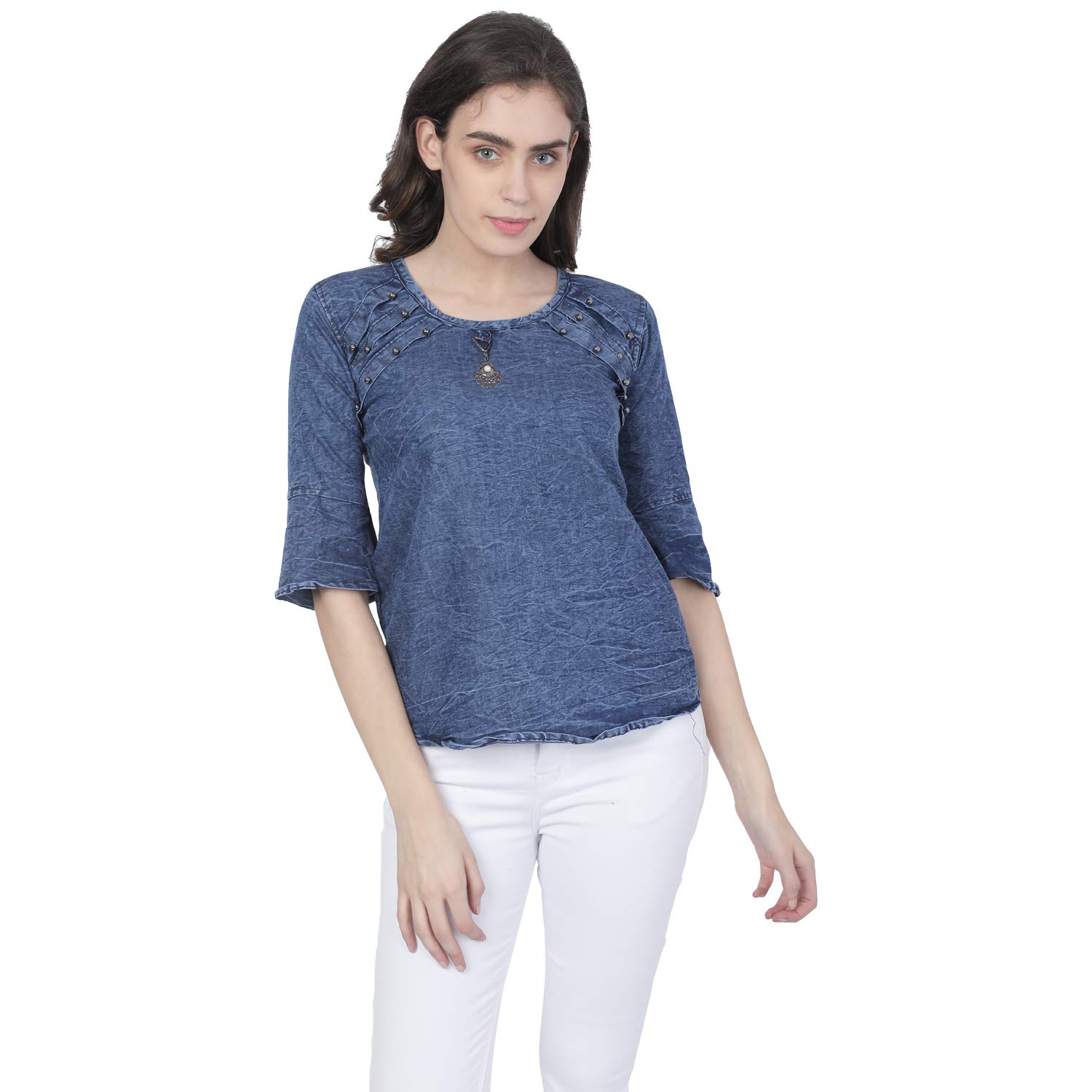 hautemoda Women's Blue Denim Top-picture-13