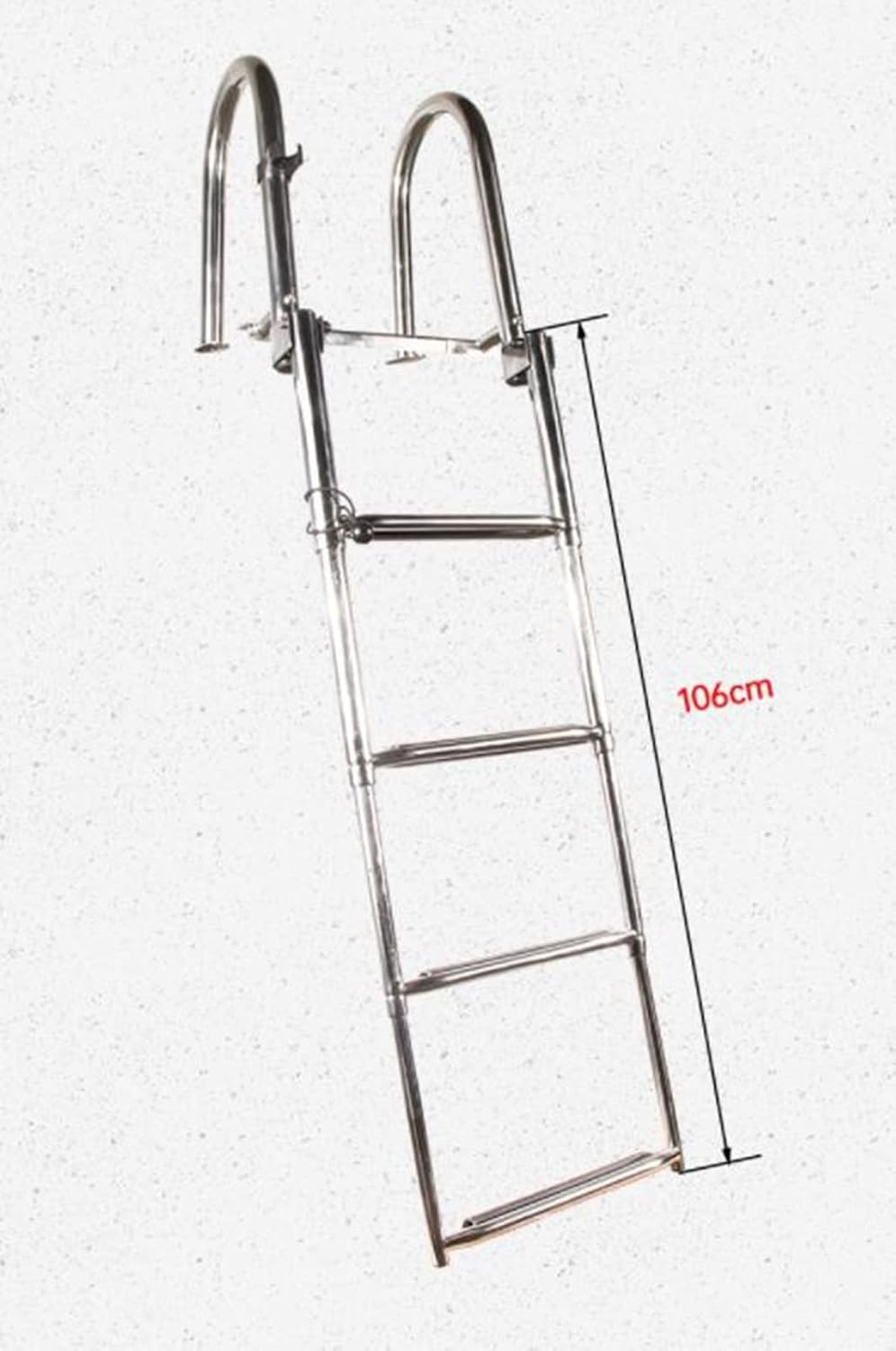 Stainless Steel 4 Step Folding Marine Ladder Heavy Duty Telescoping Ladder for Boat Yacht Dock/Silver