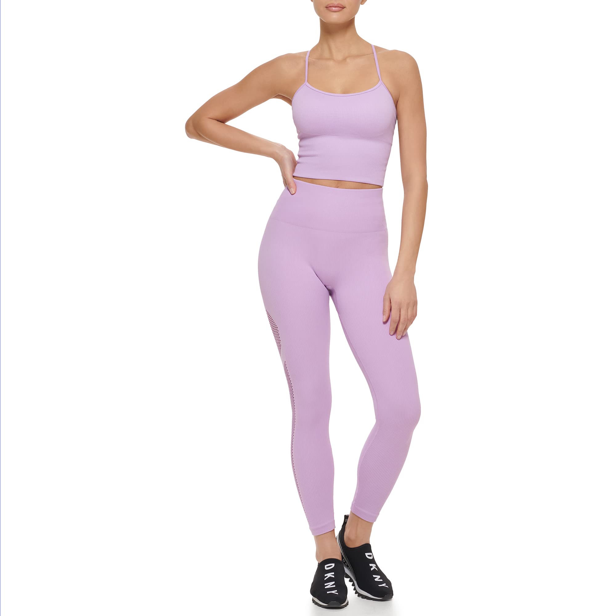 DKNY Top Sportivo da Donna, Senza Cuciture, con Coppe Rimovibili T-Shirt Donna