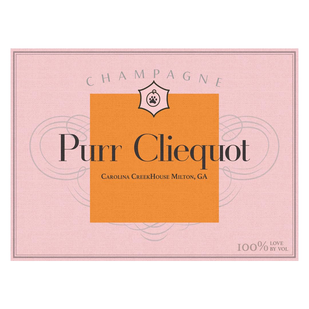 Vinyl Rug, Purr Cliequot 076937YE, Pet Cat Feeding Vinyl Floor Mat, Decorative Pink Floor Covering, Waterproof, Eco-Friendly, Non-Slip