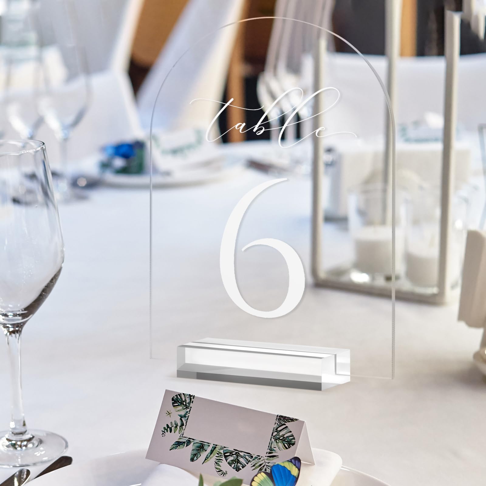 transparente Tischnummern für Hochzeit 13 x 18 cm, Acryl-Tischnummern 1-15 mit Ständer, mattierter Acrylbogen, Tischschild mit Halter für Tafelaufsatz, Empfang, Hochzeit, Party