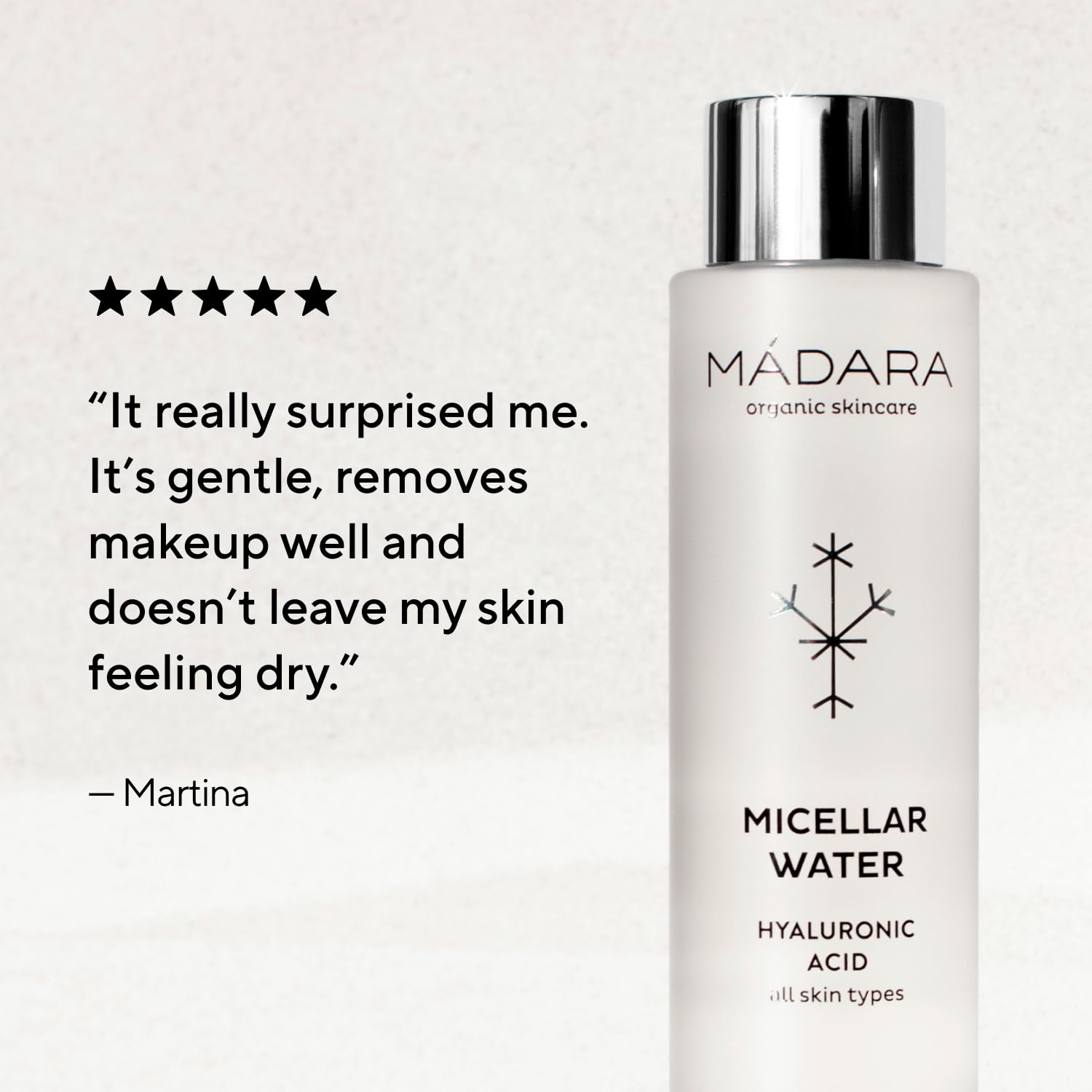 MÁDARA Organic Skincare | Acqua micellare - 400 ml, detergente senza risciacquo, formulato con acido ialuronico, succo di aloe vera ed estratto di radice di peonia, vegano, certificato Ecocert