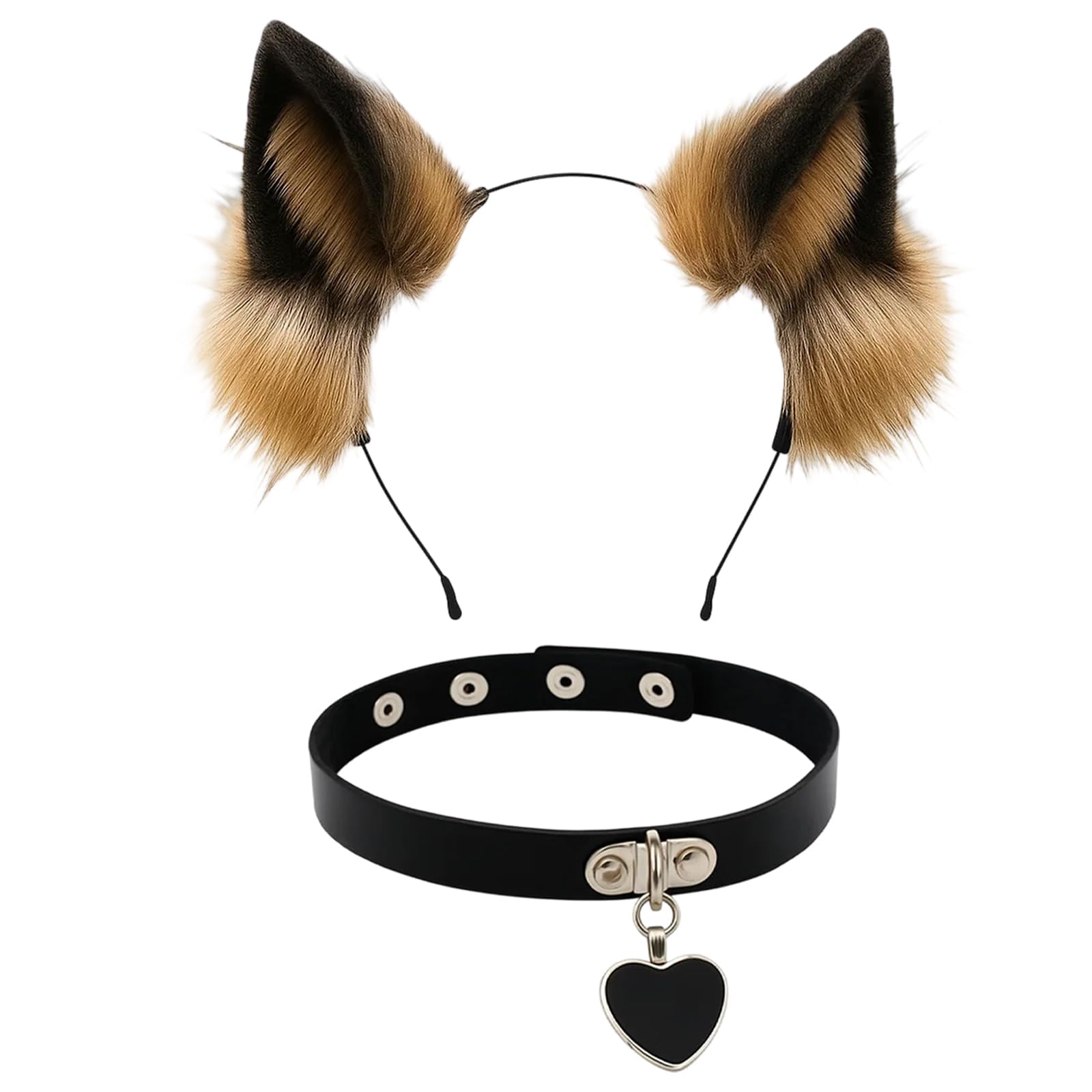 Tniytru Wolf Ears Headband with Collar, Grey Wolf Ears for Costume, Fluffy Wolf Ears and Fur Ears, Perfect for Cosplay and Halloween.