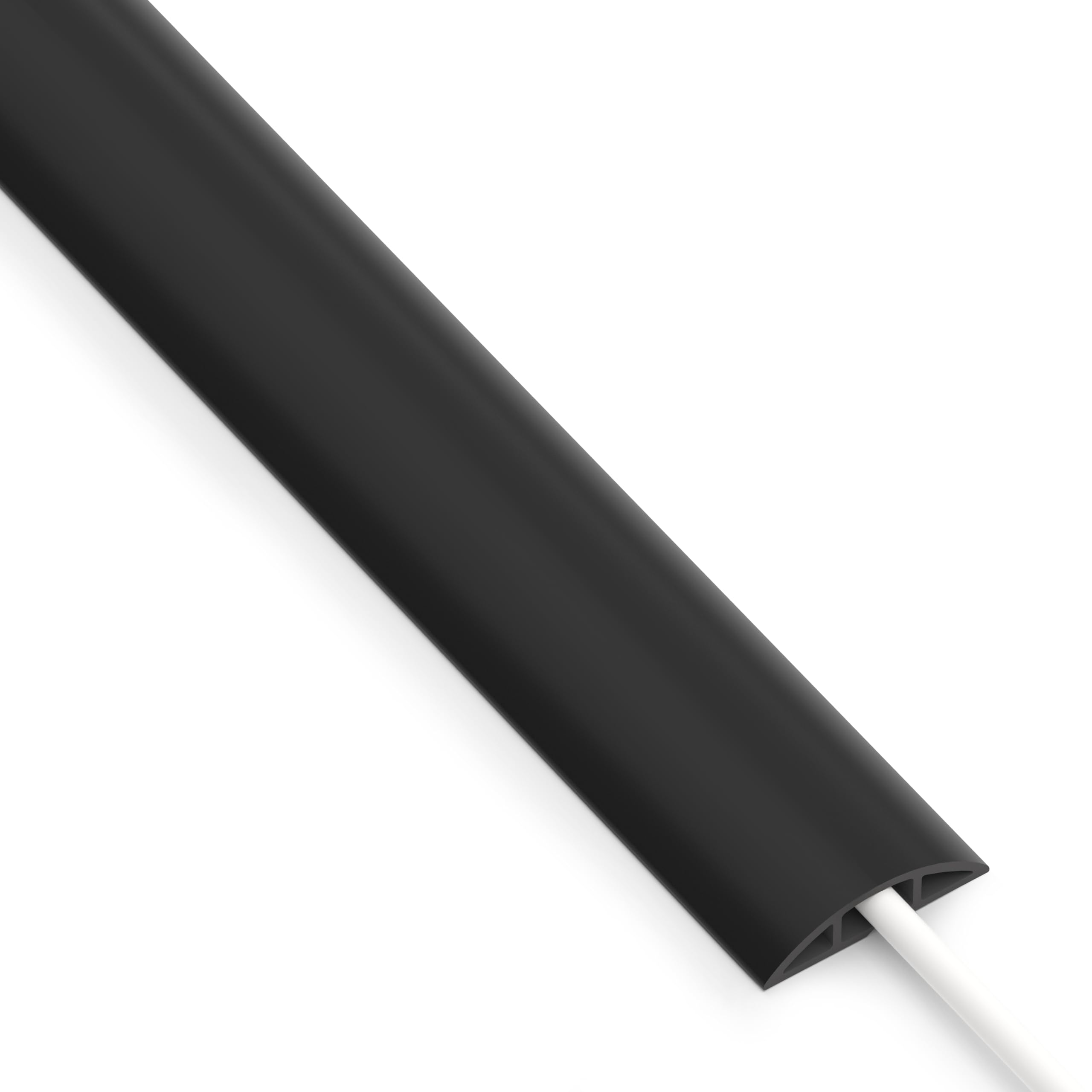 ZhiYo 3.6ft Floor Cord Cover, Cable Cavity 0.6" W x 0.3" H, Black