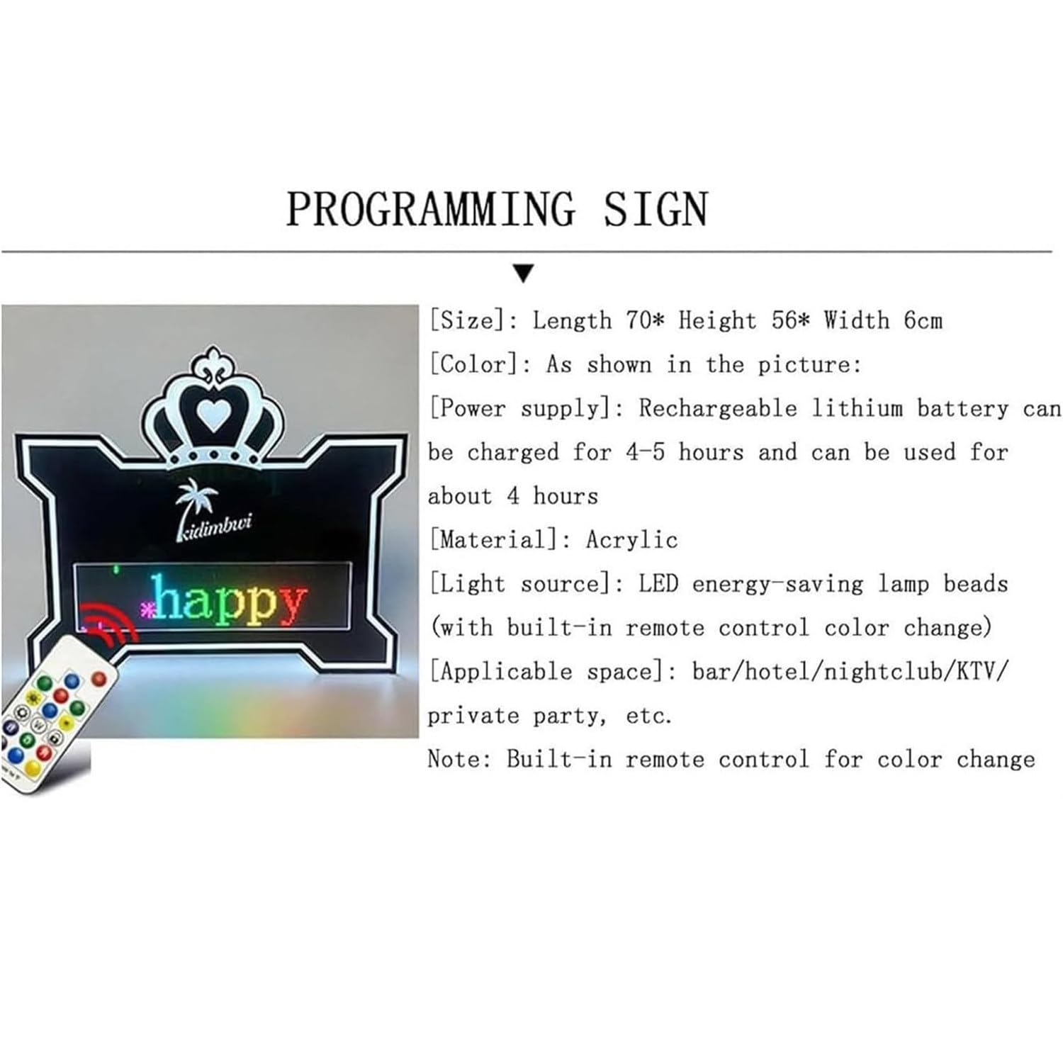 Espositore Bottiglie A Led Programmabile, Insegne Servizio Bottiglie Locali Notturni, Telecomando/App Modificare Il Messaggio Scorrevole, Per Locali Notturni, Feste Private,BigScreen