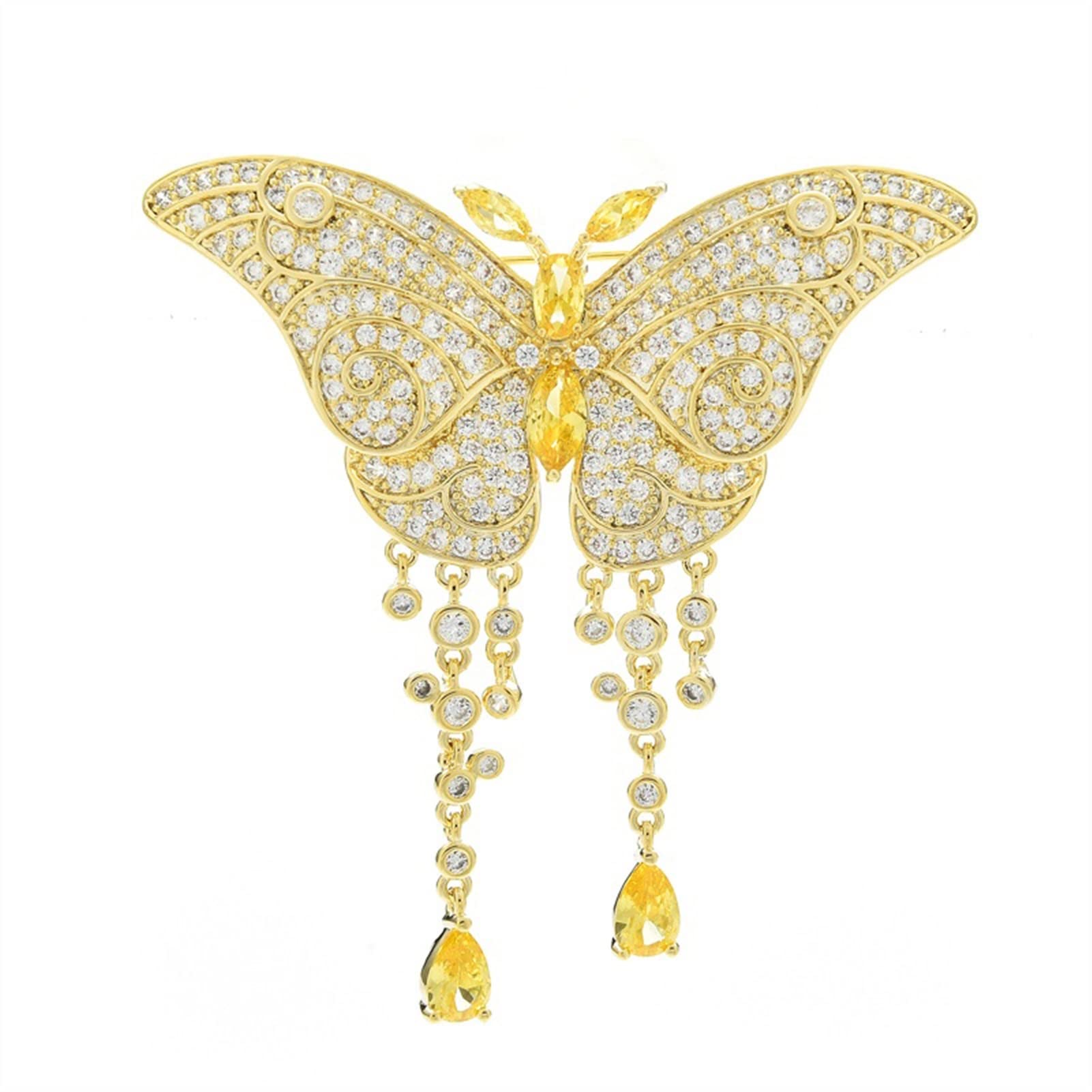 Broche papillon à franges élégante pour robe de soirée de mariage