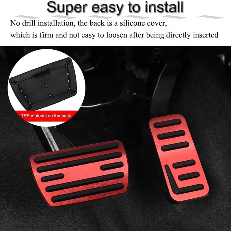 XITER 2pcs Non-Slip Gas Brake Foot Pedal Pads Aluminium No Drilling Brake and Accelerator Pedal Covers for Honda HRV 2023 2024 2025 2026 Accessories(Red)