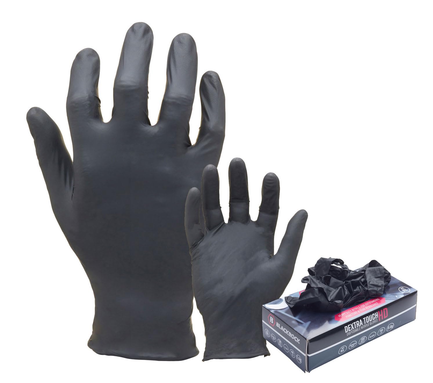 Blackrock Nitrile Medium Disposable Gloves - Powder Free, Latex Free, Multipurpose Non-Sterile Rubber Gloves for Industrial Use, Food Grade each box contains 100 black - Size Medium