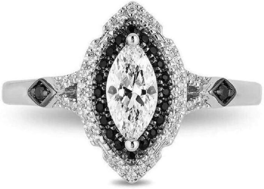 Ritika Created Marquise Cut White Diamond in 925 Sterling Silver 14K White Gold Over Unique Enchanted Maleficent Diamond Engagement Wedding Ring for Women's