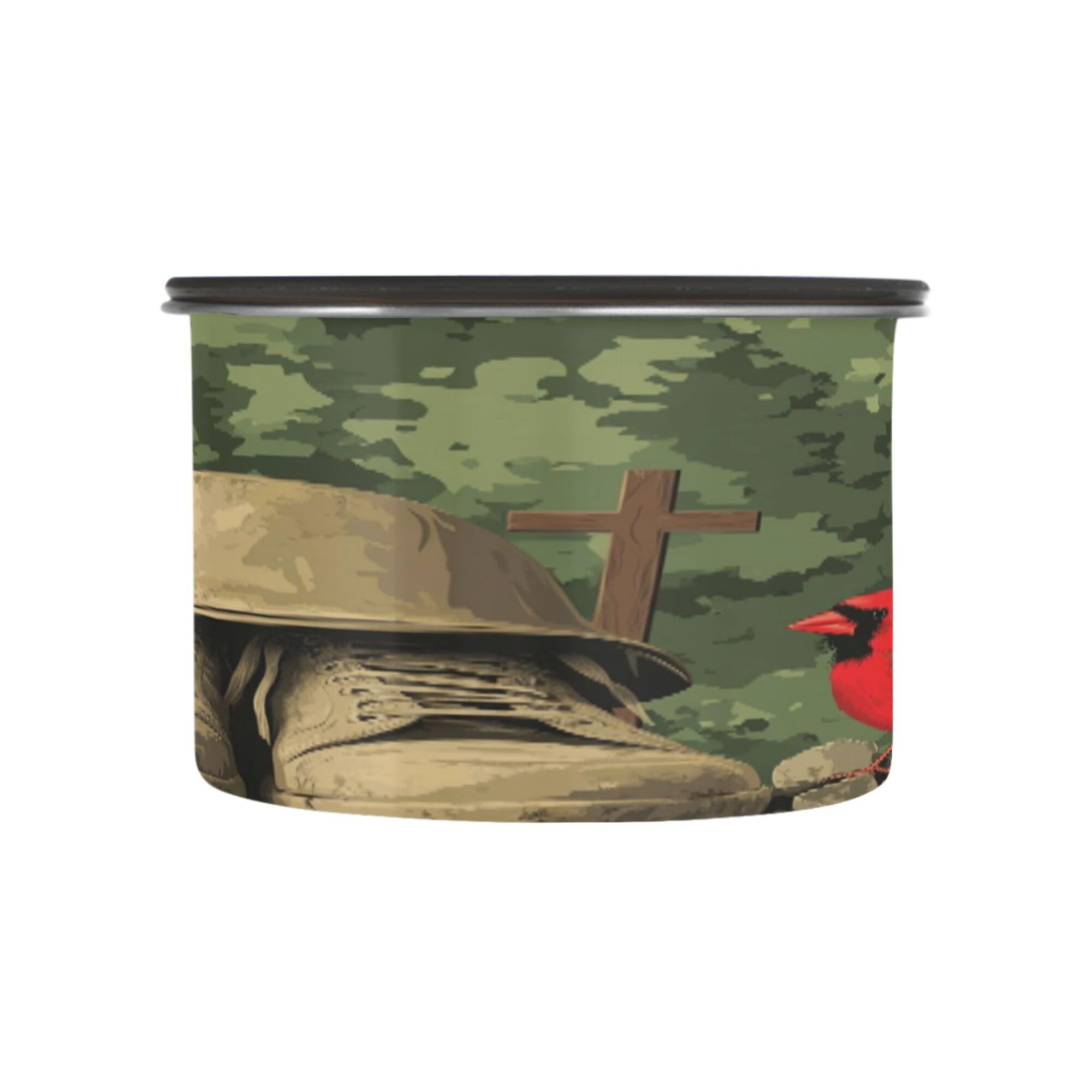 Food Storage Containers With Lids Stainless Steel Canister With Airtight Button Opening Cereal Container 17oz National Memorial Day Muddy Army Shoes Helmets Crosses Flags Bird