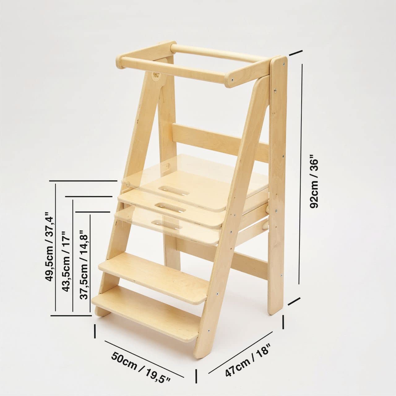 Torre de Aprendizaje Plegable de Madera Montessori con Altura Regulable