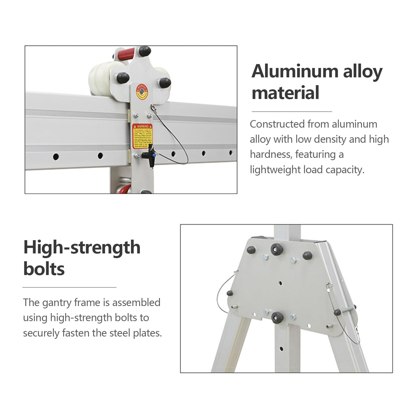 Tragbarer Portalkran (250–1000 kg), faltbar, aus Aluminiumlegierung, mit Universalrädern for optimale Mobilität(1100lb/500kg)