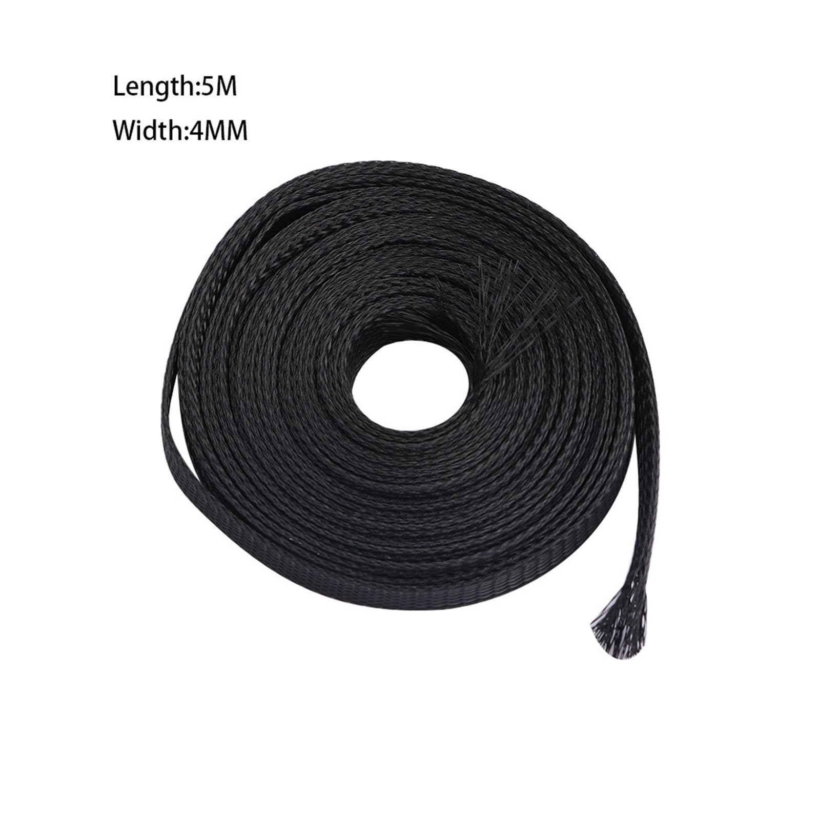 Funda trenzada de PET de 4 a 25 mm, protección de cable, aislamiento de alambre, funda trenzada expandible para cableado de automóvil, hogar, oficina (negro, 4 mm, 5 m)