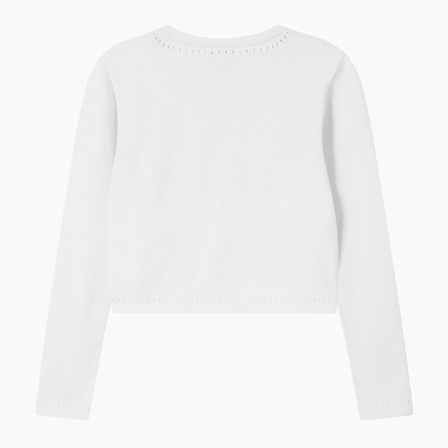 Girls' Cropped Long Sleeve Knitted Bolero Cardigan with Bowknot Button Closure - Kids' Shrug Sweater Jacket Outwear - Image 2