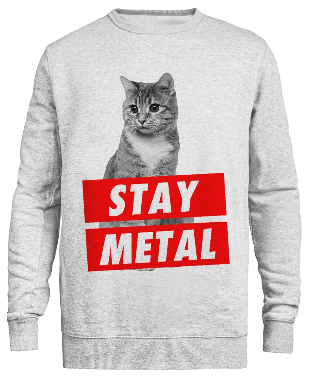 Stay Metal Sweatshirt Gris Unisexe Col Rond Écologique Unisex Grey Sweatshirt Eco-Friendly Crewneck