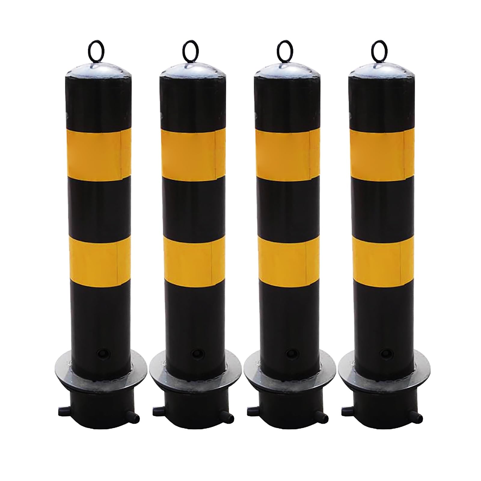 HCZKIUJY Parking Safety Bollard Posts with Reflective Tape and Anchor Bolts for Construction Site Barrier and Traffic Control (4pcs)