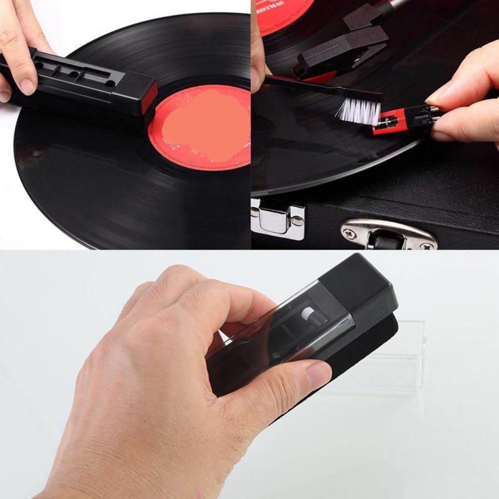 3-Teiliges Schallplatten-Reinigungsbürsten-Reiniger-Set für Vinyl-Schallplatten, Reinigungsbürste, Staubentfernungsset, Reinigungsbürsten-Set