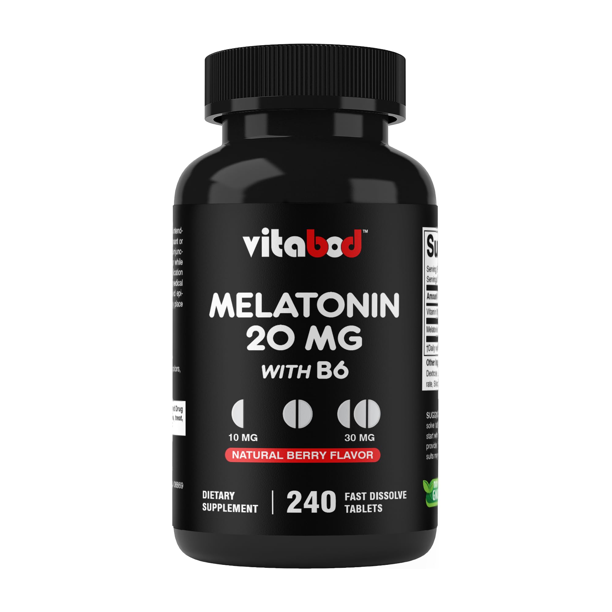Melatonin 20 mg - 240 Fast Dissolve Tablets - Drug Free - Natural Berry Flavor - Vegetarian, Non-GMO, Gluten Free 240 Count (Pack of 1) (240 Count (Pack of 1))