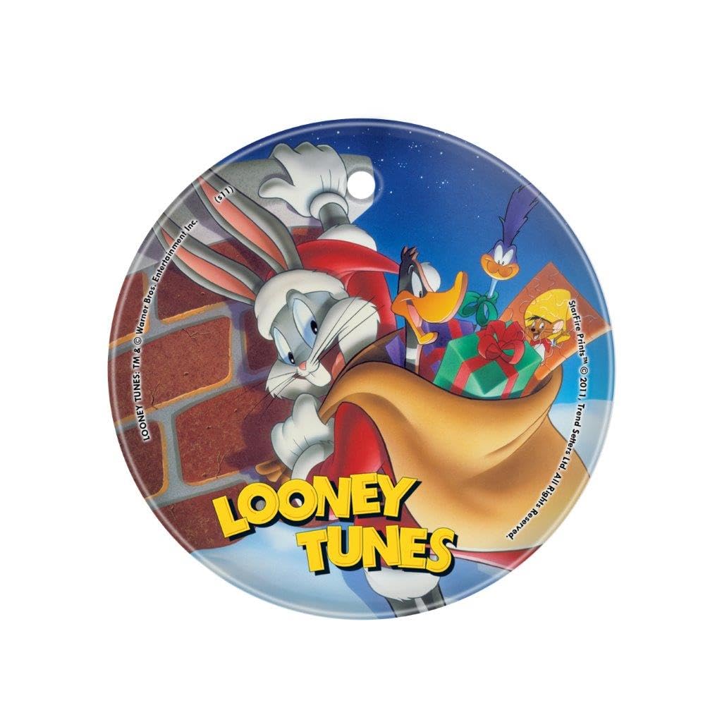Looney Tunes – Santa Bugs – Bugs Bunny – Christmas – 3.5” Starfire Prints Hanging Glass Print Accessory – Light Catching Hanging Accessory – Ideal for Gifting and Collecting