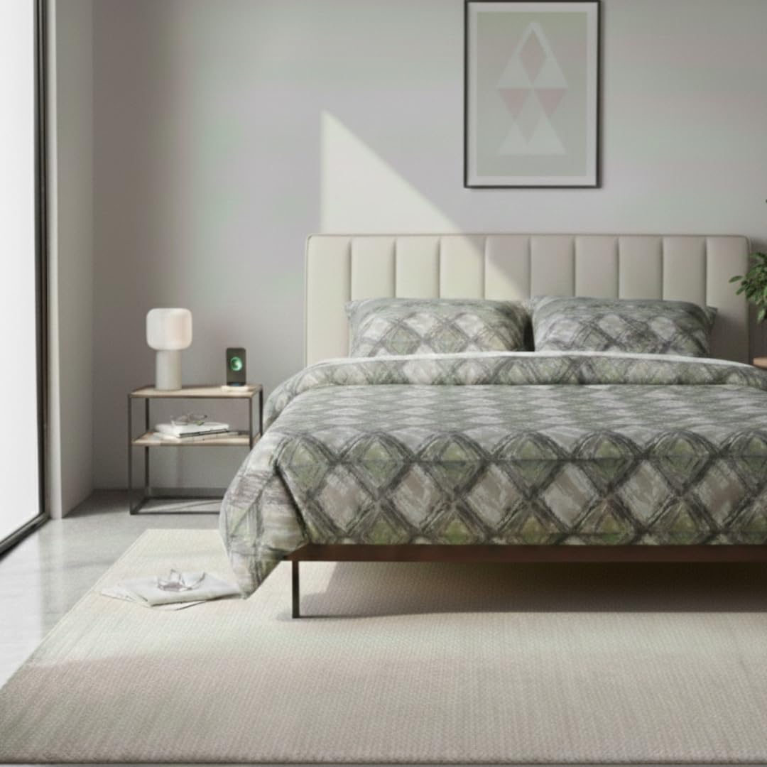 Jenny Sesàl Iside Cotton Sheet Set – Bedding Set + Pillowcases (Grey, Double)