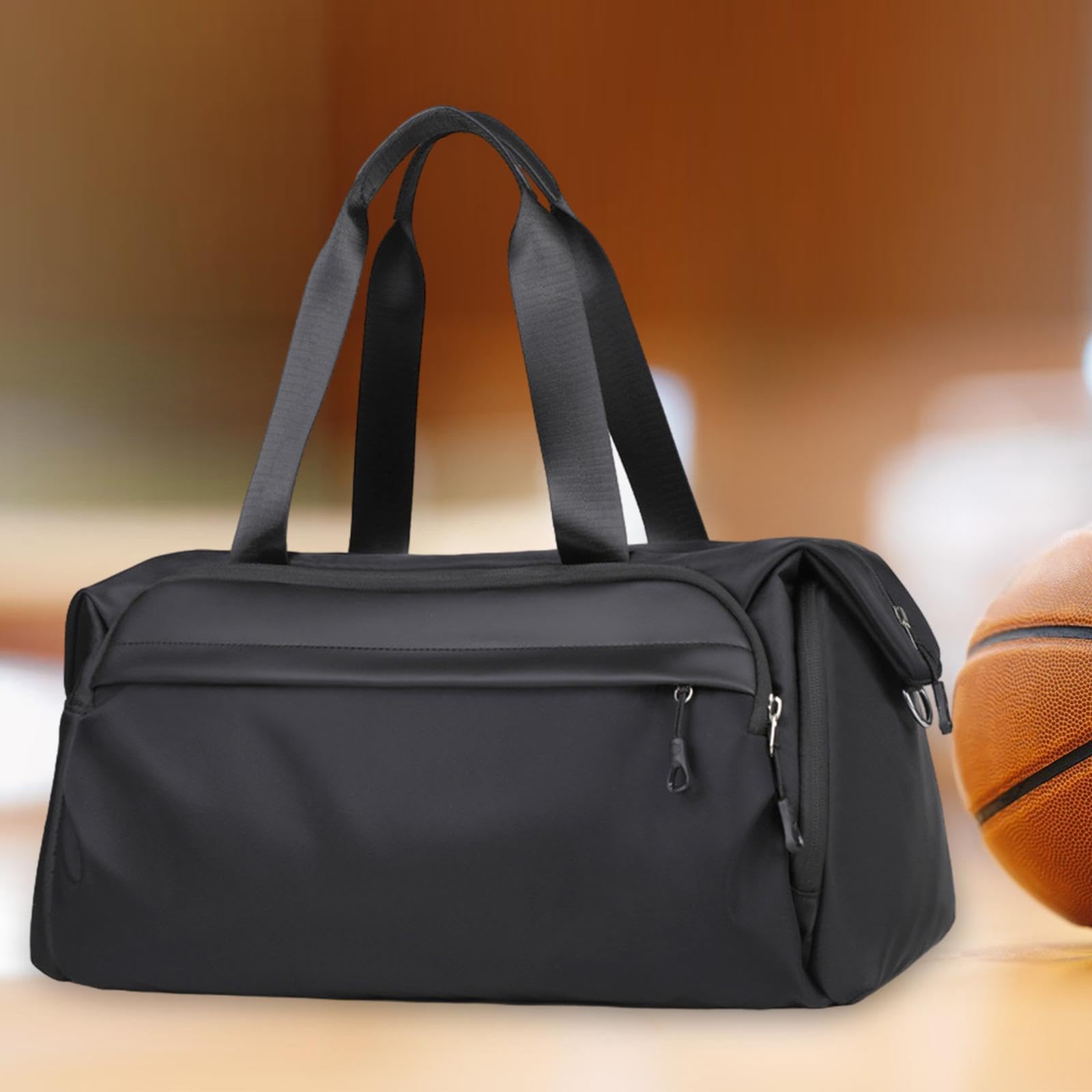 Sport-Sporttasche, Reisetasche mit Nassfach, praktische, tragbare Handtasche, leicht, mit Schuhfach für Ausflüge ins Fitnessstudio, Schwarz