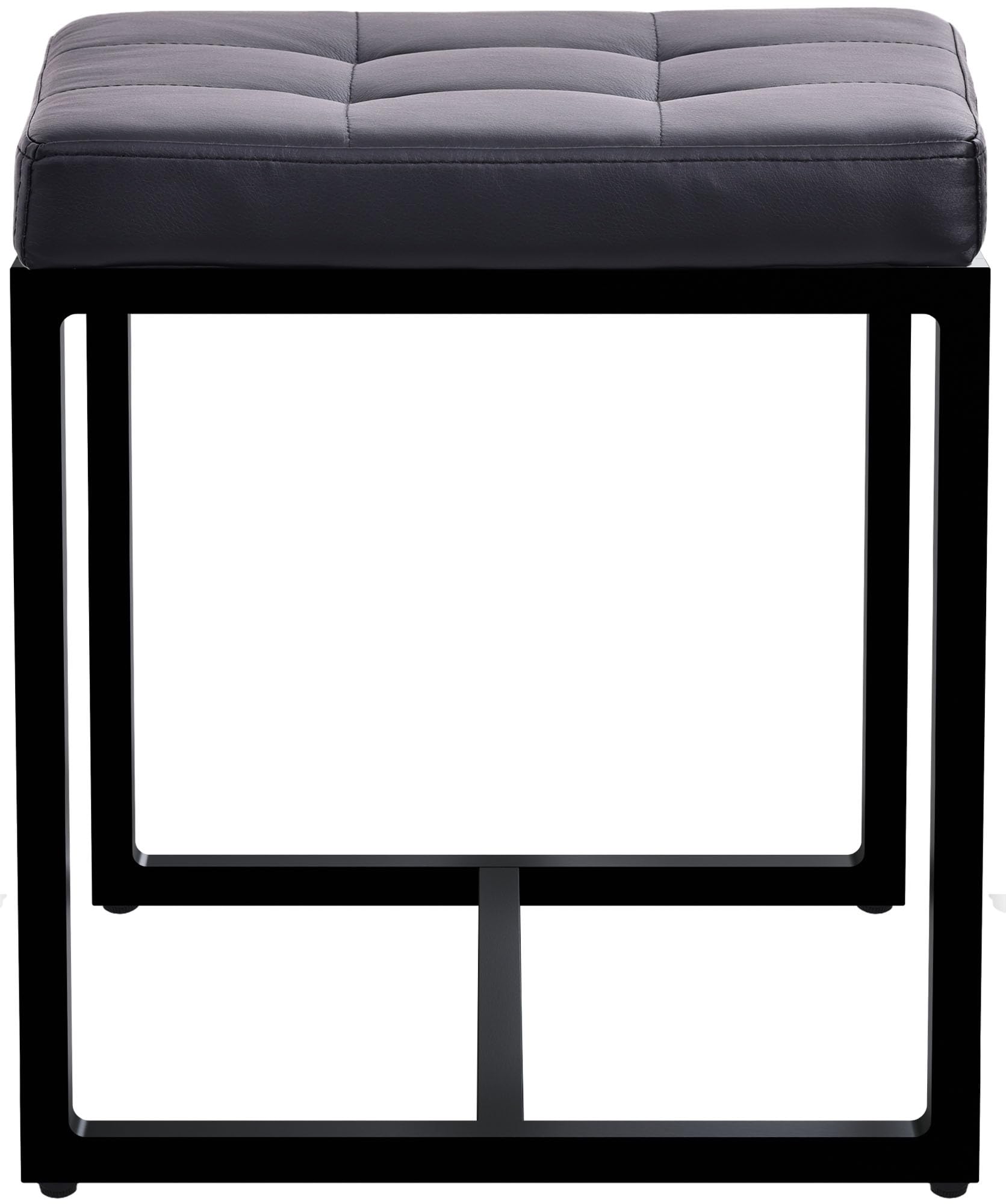 CLP Sgabello Barci I Sgabello moderno | Sgabello imbottito di alta qualità con struttura in ferro verniciato a polvere nero, Colore:nero, Materiale:Ecopelle