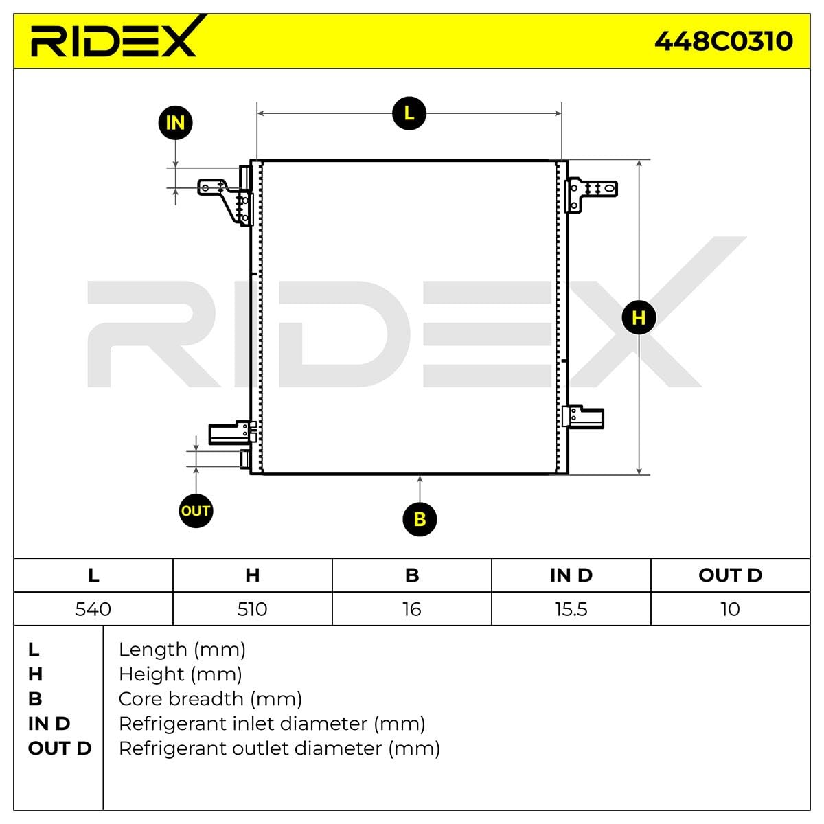 RIDEX 448C0310 Condensatore climatizzatore con essiccatore Compatibilità con HONDA FR-V BE