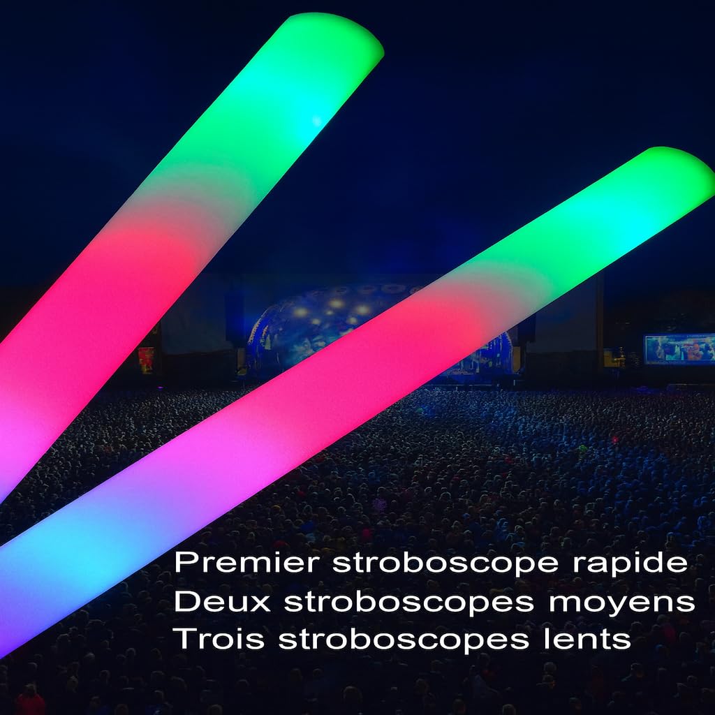 zenda club® LED Leuchtstab aus Schaumstoff, weiß, 48 cm (30 Stück) – 3 Blinkmodi – Glow Stick LED für Party, Konzert, Hochzeit, Geburtstag – lange Akkulaufzeit 8 Stunden