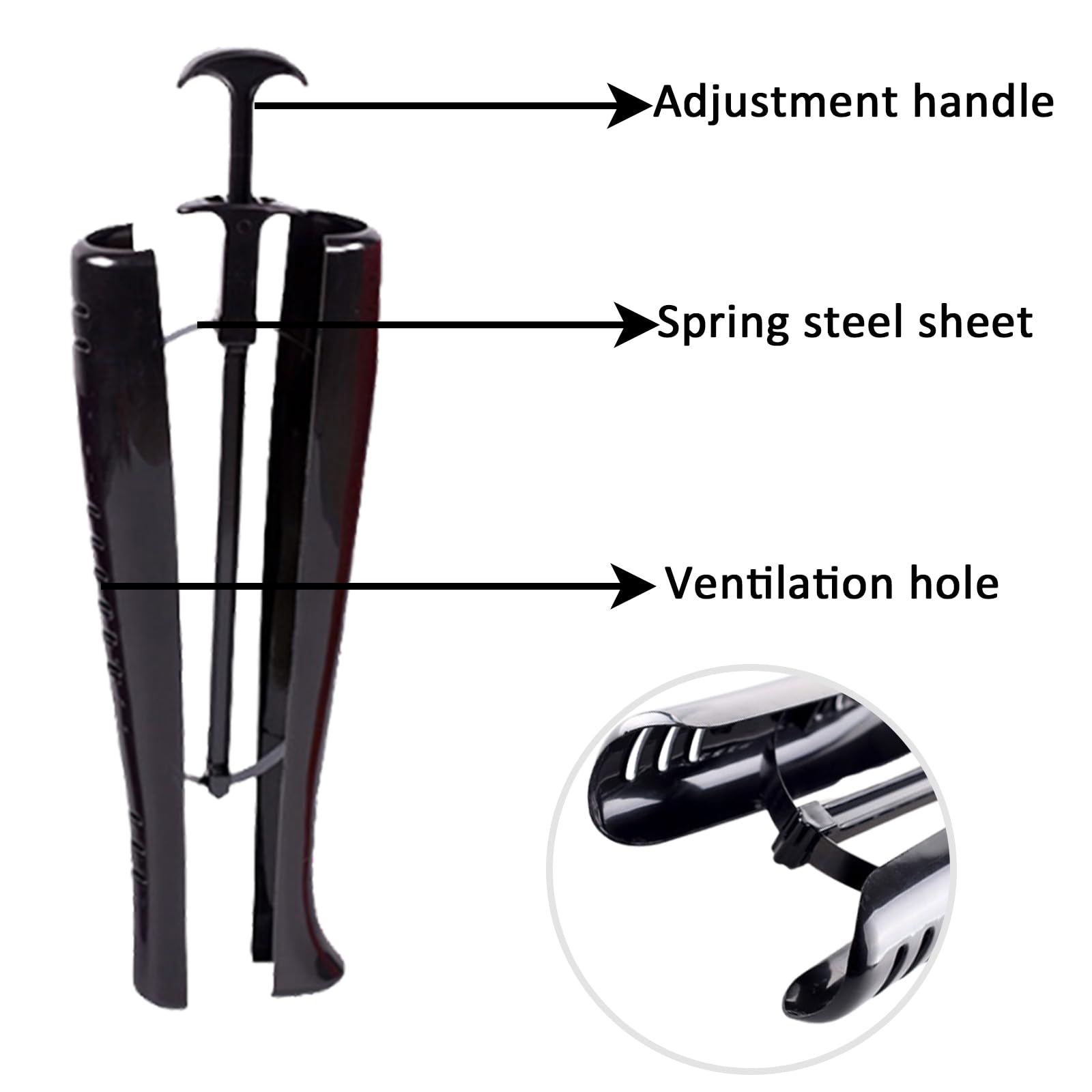 2 Piezas 41cm, Botas de plástico con Eje de árbol, Moldeador para Botas, para Bota Hombres Damas y Señoras(negro)