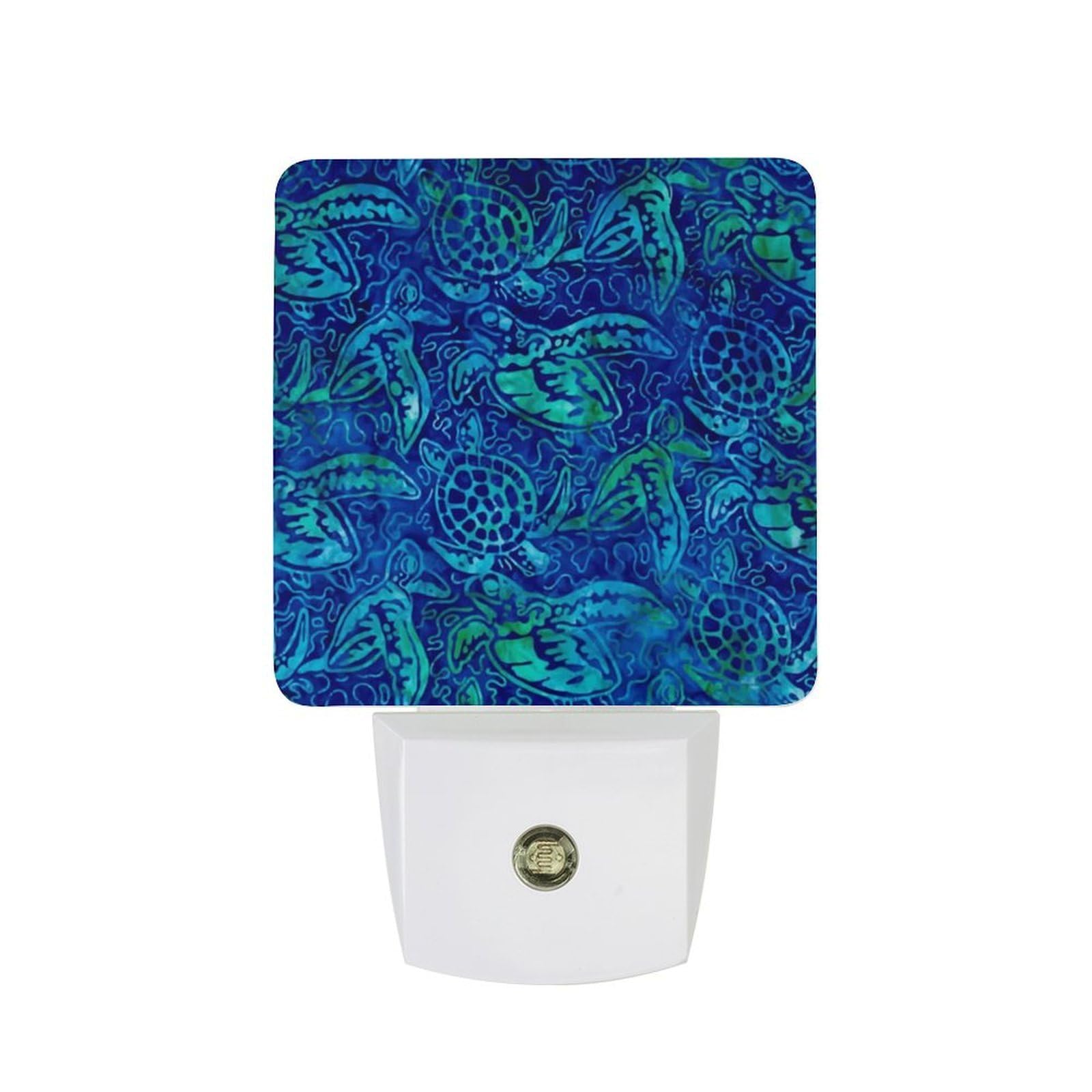 Nqrxadcrt Style Blue Tie Dye Turtle Night Light Plug In Wall Lights Bedside Lamp Bedrooms Home Hallways Decoration