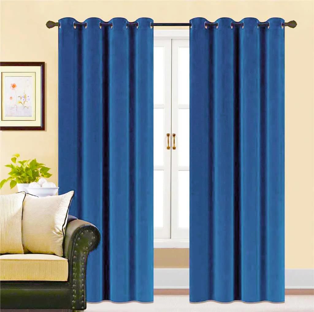 Rideaux en velours haut de gamme bleu roi avec cantonnière chic