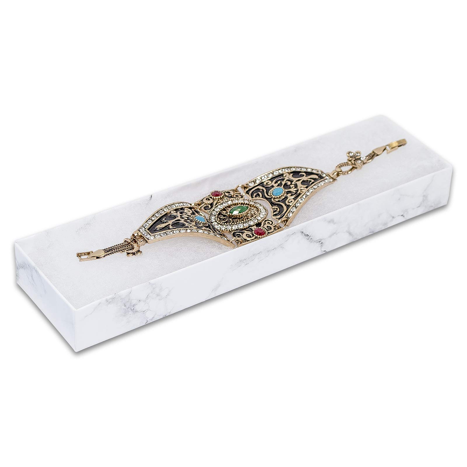 TheDisplayGuys Schmuckschatullen #99, Baumwollfüllung, Karton, Papier, Geschenkbox, Marmorweiß, (5 Größen, je 20 Stück)