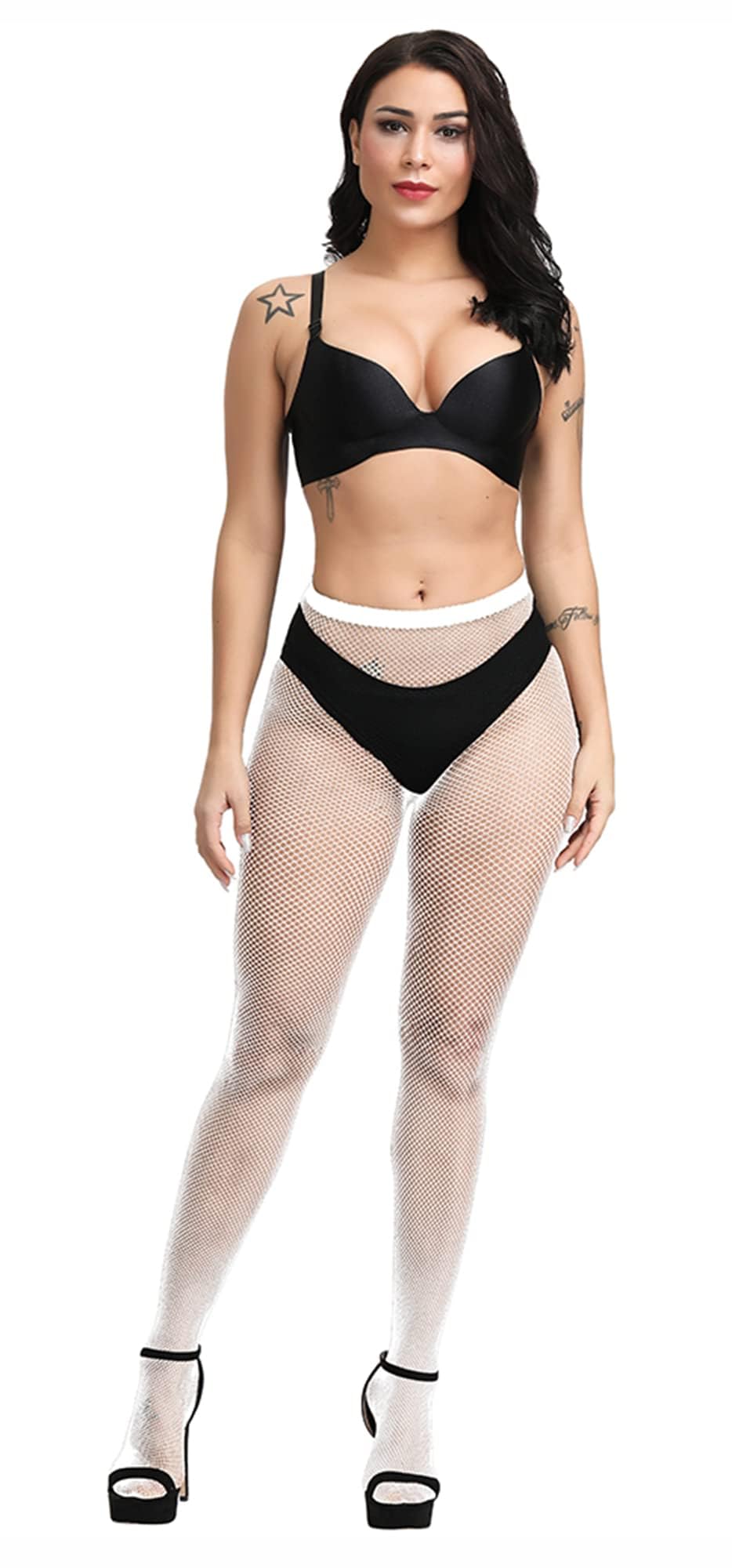 Rajstopy siatkowe, 2 sztuki, pończochy Fishnet Stockings, modne rajstopy, pończochy siatkowe, elastyczne, wysoka talia, wysokie uda, rajstopy
