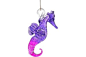 DGE Hand Blown Glass Seahorse Decor 3" Purple and Pink Suncatcher