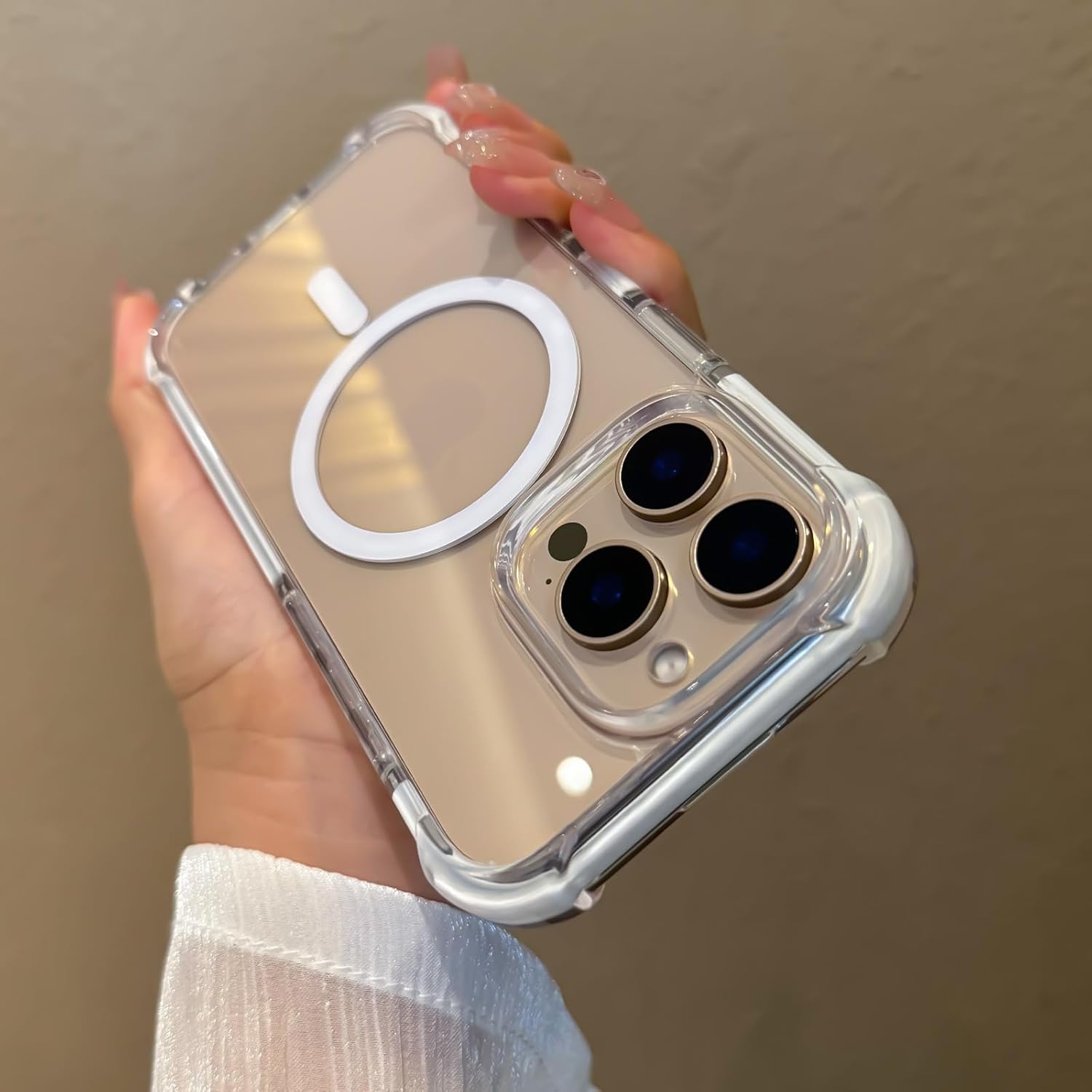 for iPhone 16 Pro Max Phone Case 6.9 inch, Drop Protection Puffer Design, Compatible with MagSafe, Shockproof Soft TPU & Hard Pc White - Image 4