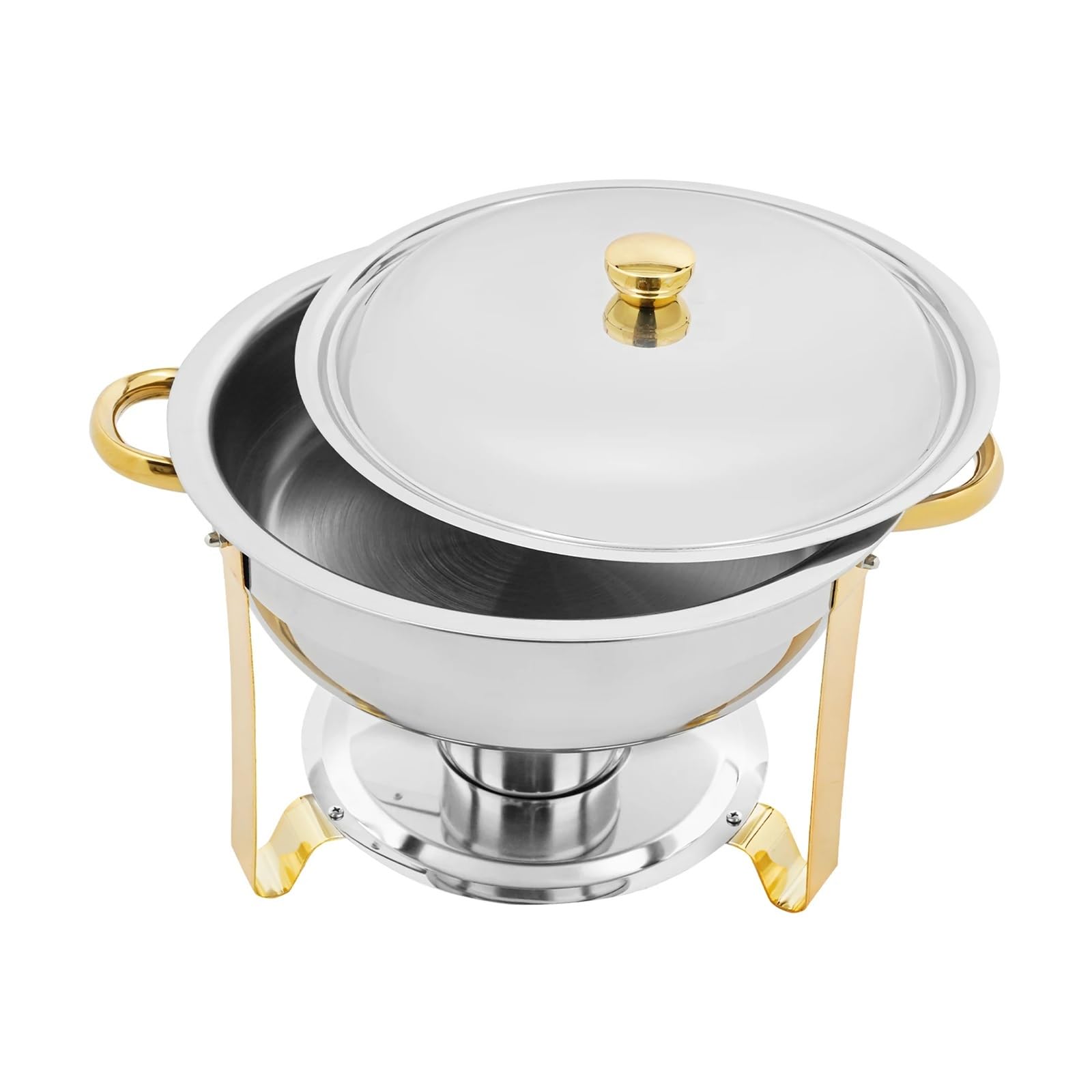 Juego De Buffet Plato Frotamiento 4,5 L, Calentador Alimentos Autoservicio Acero Inoxidable For Fiestas/Bodas Alimentado con Alcohol RetencióN del Calor De Larga DuracióN(Gold 4pcs)