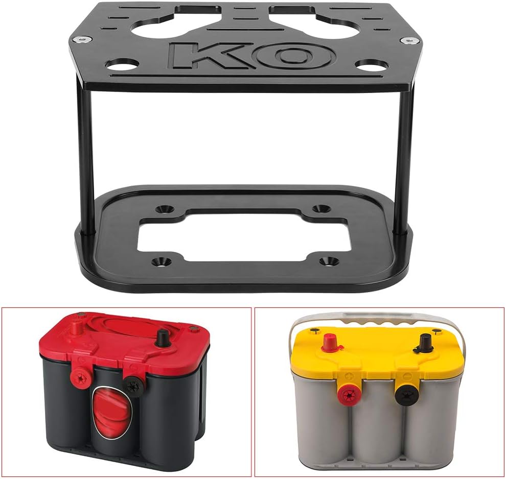 Top Battery Tray,Trays Battery Tray Battery Holder Battery Mounting Bracket Stainless Steel Battery Tray Hold Down for Optima 34/78 Battery Red Yellow Top (Black)