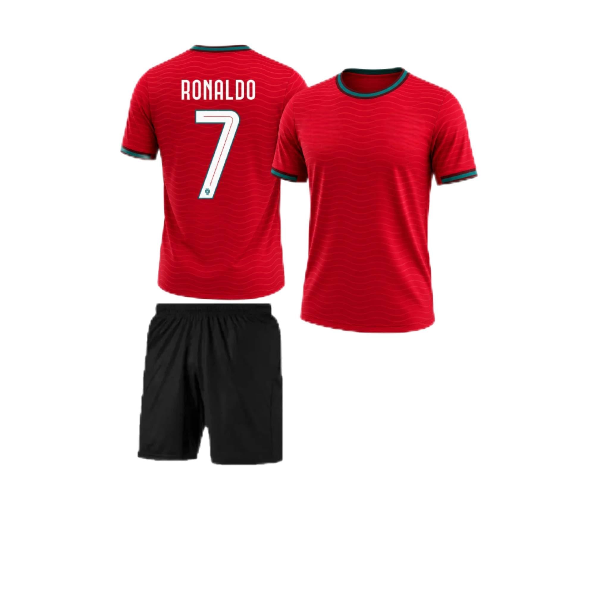 Ronaldo 7 Football Jersey with Black Shorts for (Kid's, Boy's& Men)-picture-28